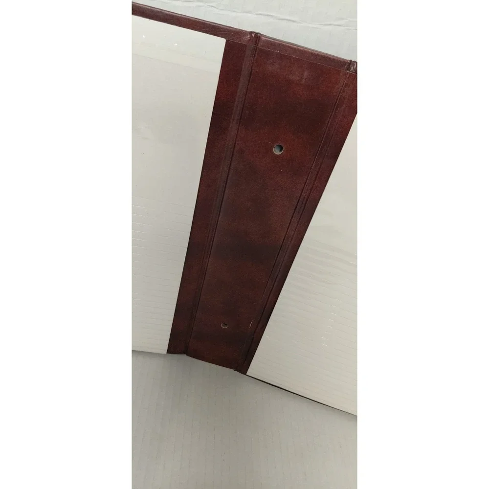 VTG Faux Leather Gold Maroon Fold Out Photo Card Collection Album Clear Sleeves